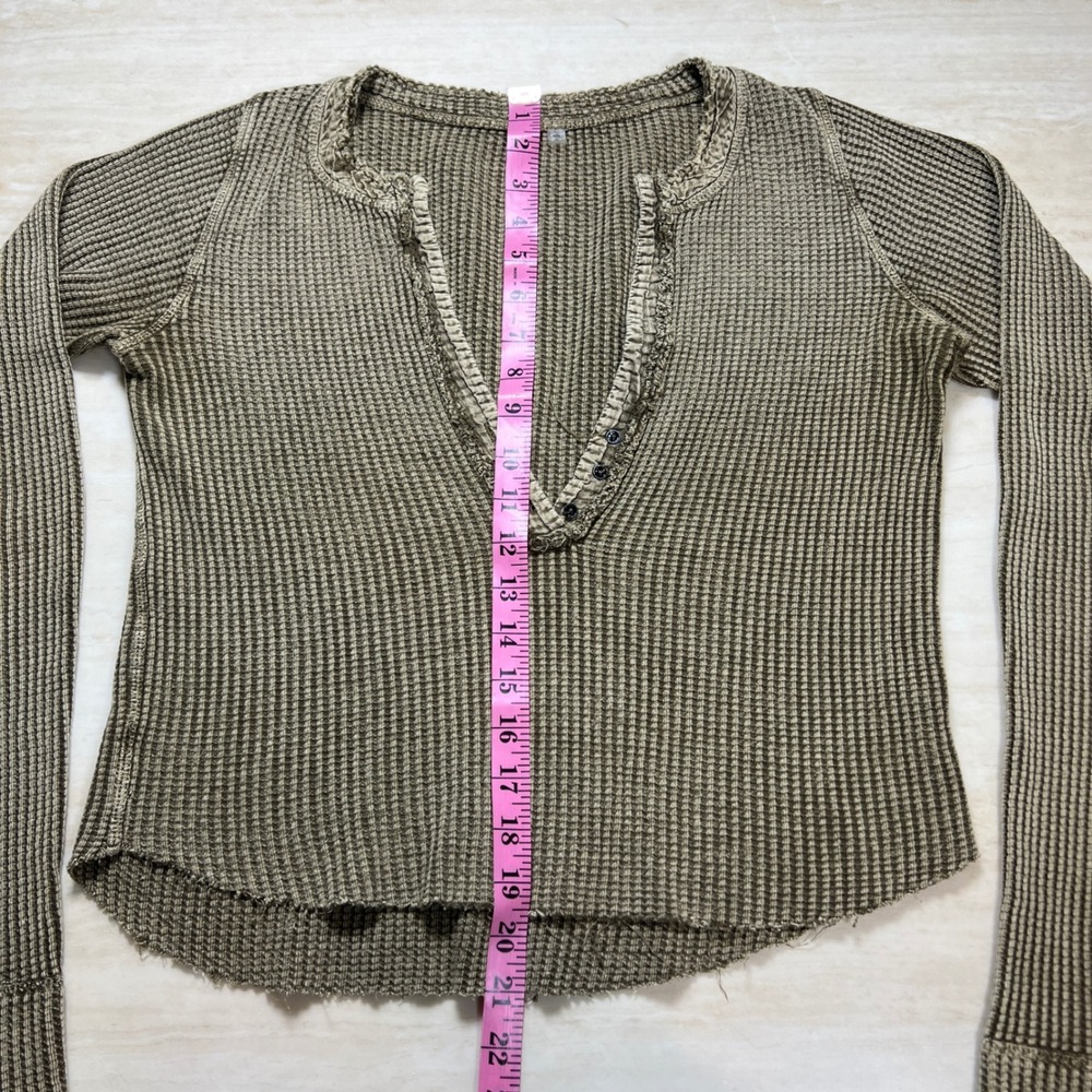 Free People Beige Knit Henley Long Sleeve Top - Picture 4 of 8